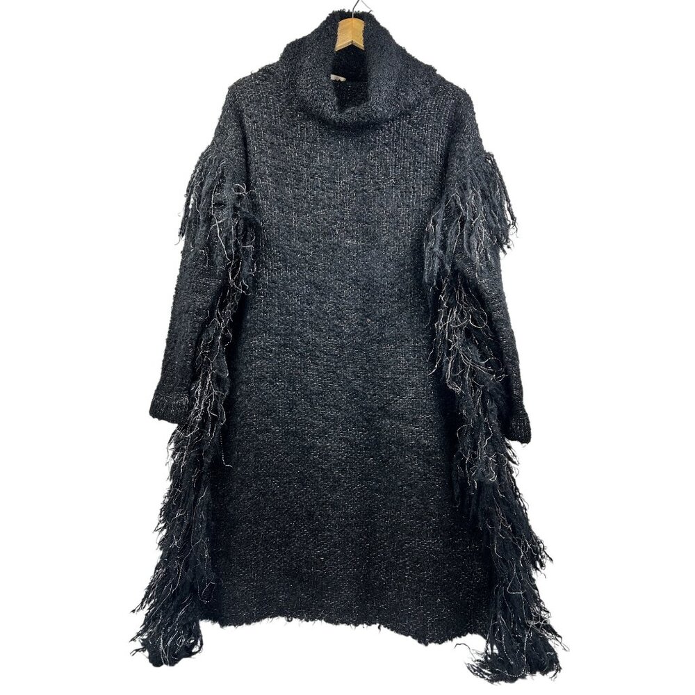 Marc Asiano New York Wool‎ Sweater Dress Sz S Black Fringe Knit Avant-Garde Y2K